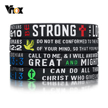 Load image into Gallery viewer, Vnox 4Pcs/Set Men&#39;s Rubber Bracelet with &quot;Power of Faith&quot; Bible Verse Wristbands Christian Religious Prayer Jewelry Gifts

