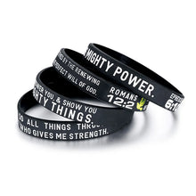 Load image into Gallery viewer, Vnox 4Pcs/Set Men&#39;s Rubber Bracelet with &quot;Power of Faith&quot; Bible Verse Wristbands Christian Religious Prayer Jewelry Gifts
