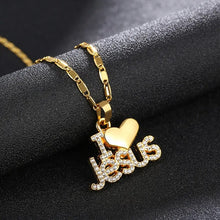 Load image into Gallery viewer, Trendy Letter I LOVE JESUS Shape Pendant Necklace Women&#39;s Necklace Bohemian Crystal Inlaid Pendant Religious Accessories Jewelry
