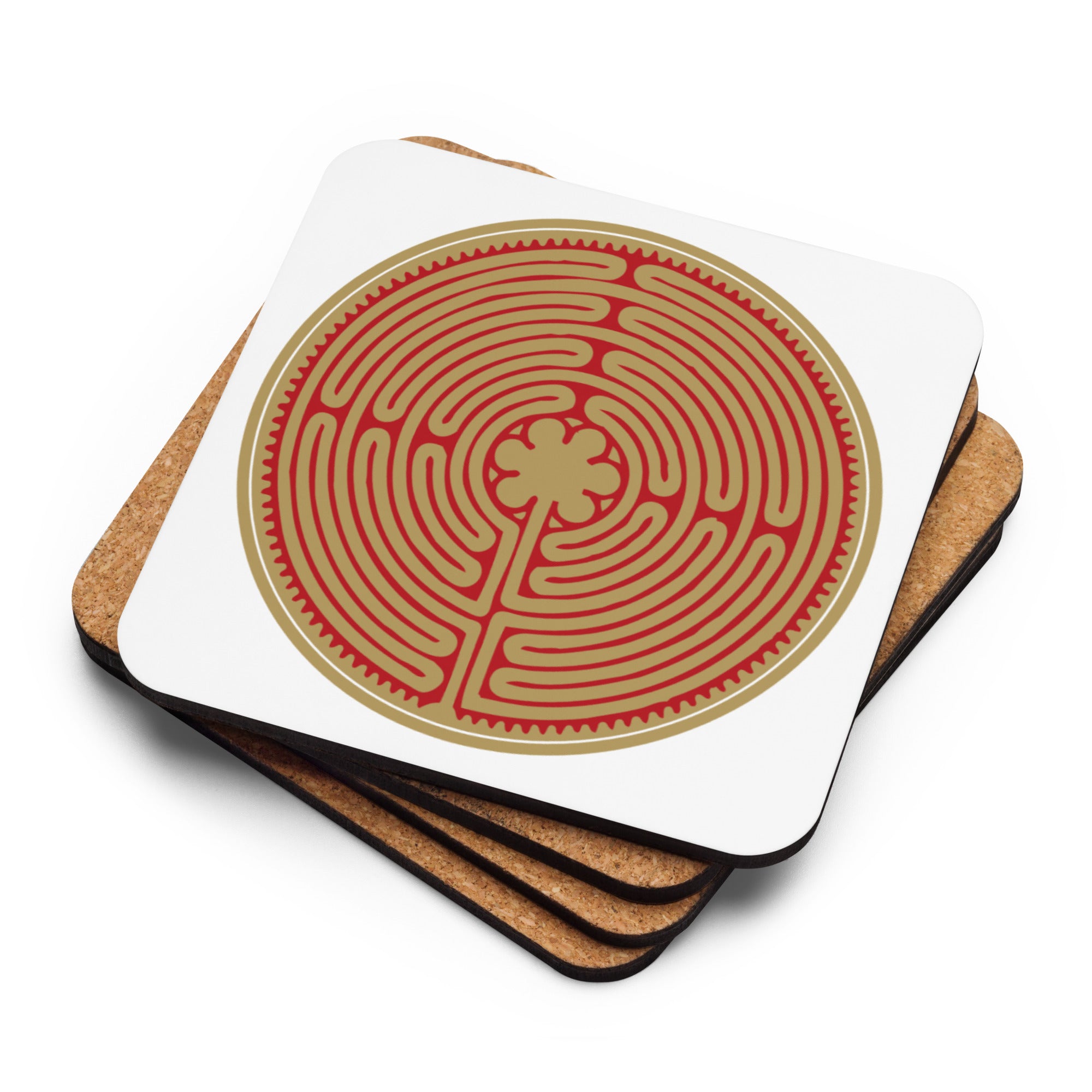 Labyrinth Coaster- Burgundy & Gold